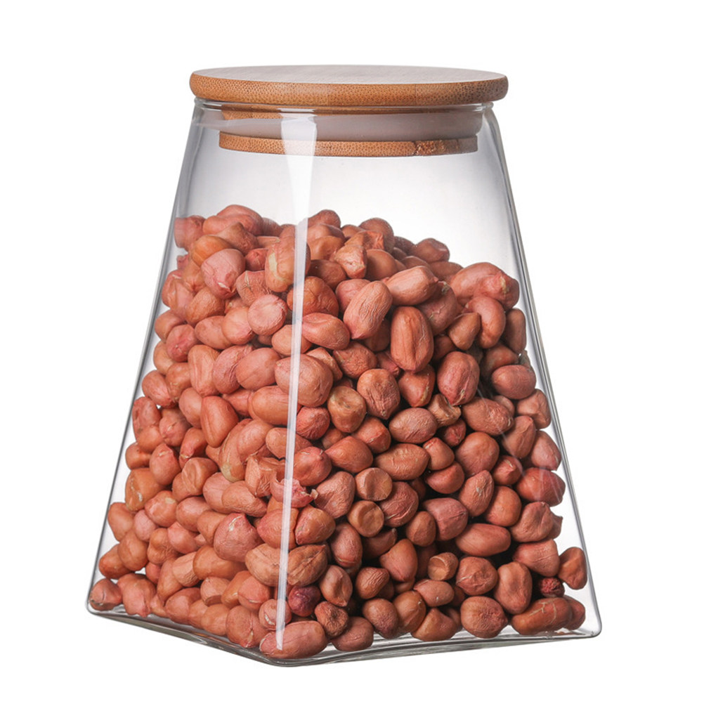Food Storage Jars With Wooden Lids - وعاء تخزين زجاجي محكم الإغلاق لحفظ