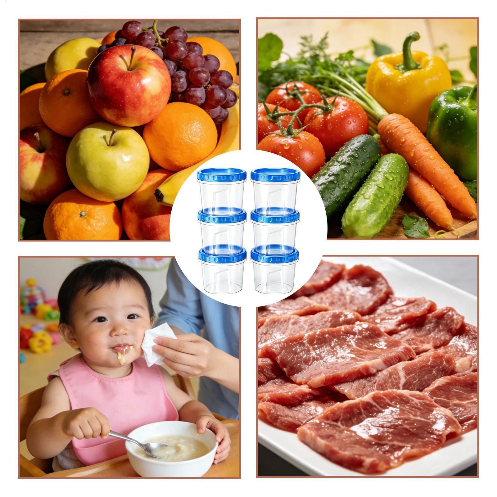 Food Storage Plastic Container - حاويات تجميد لتخزين الطعام، 6 قطع،