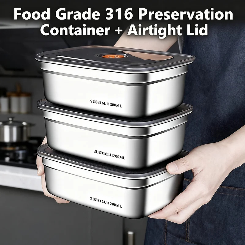 Food Storage Box Large - صندوق طعام كبير السعة من الفولاذ