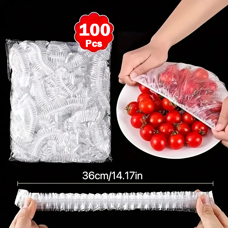 Food Storage Food Safety - 100 قطعة من أغطية الأوعية البلاستيكية