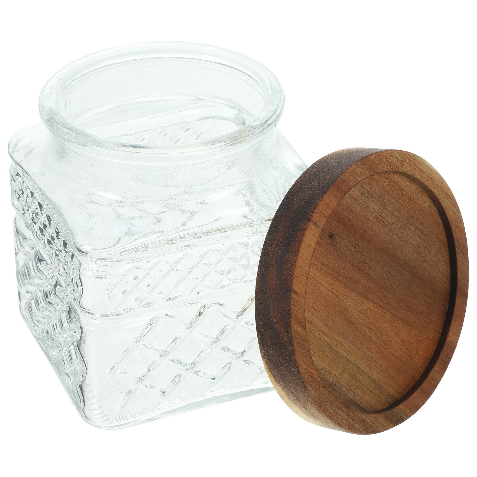 Food Storage Jars With Wooden Lids - وعاء تخزين زجاجي محكم الإغلاق بغطاء