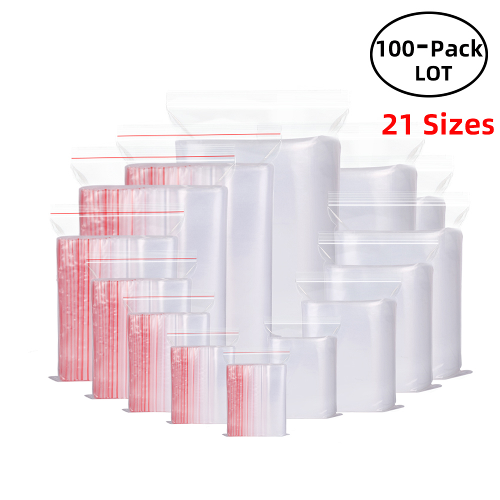 Food Storage Zipper Bags - 100 قطعة/الحزمة أكياس قفل بسحاب قابلة