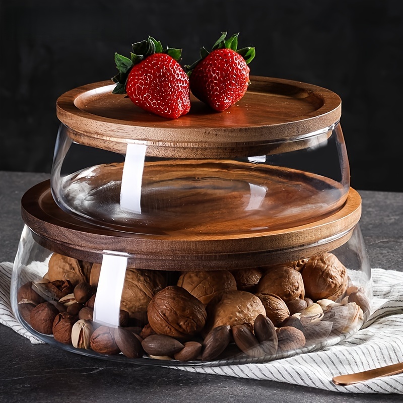 Food Storage Jars With Wooden Lids - أوعية زجاجية بأغطية خشبية – حاويات