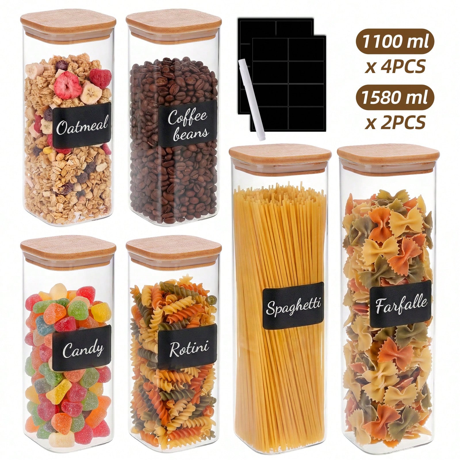6/12 قطعة من حاويات تخزين الطع - مراجعة Food Storage In Pantry وسعره