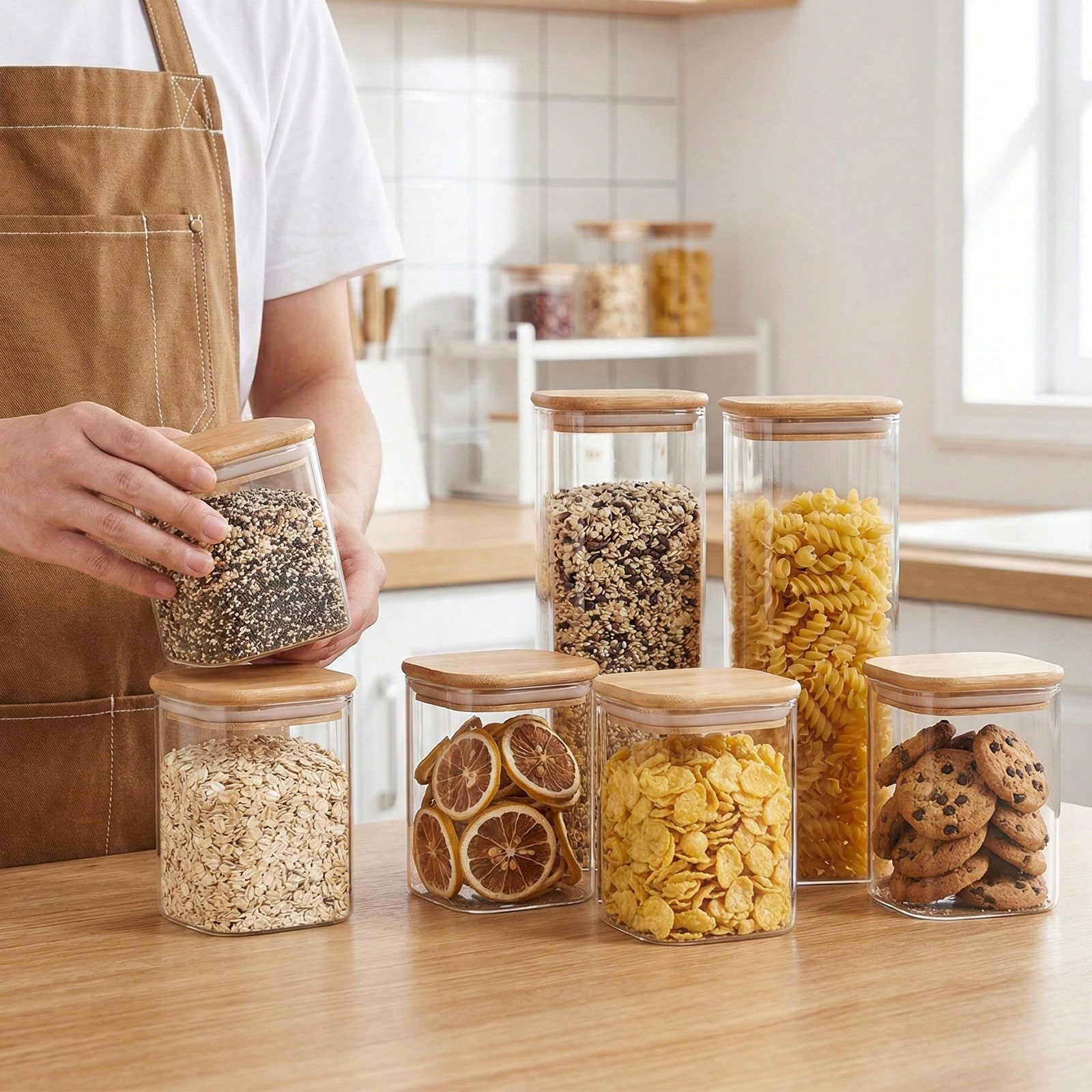 6/12 قطعة من حاويات تخزين الطع - مراجعة Food Storage In Pantry وسعره