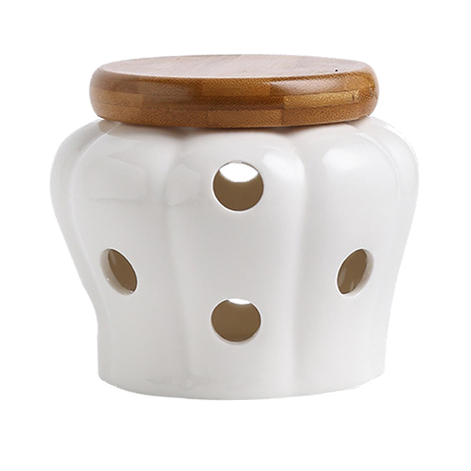 وعاء سيراميك لحفظ الثوم بغطاء  - مراجعة Food Storage Jars With Wooden Lids وسعره