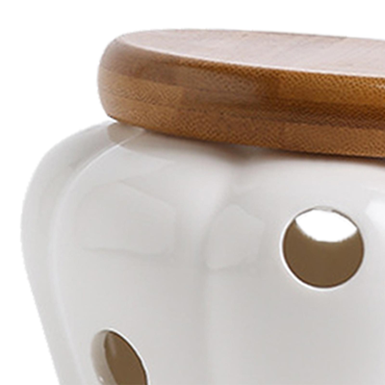 وعاء سيراميك لحفظ الثوم بغطاء  - مراجعة Food Storage Jars With Wooden Lids وسعره