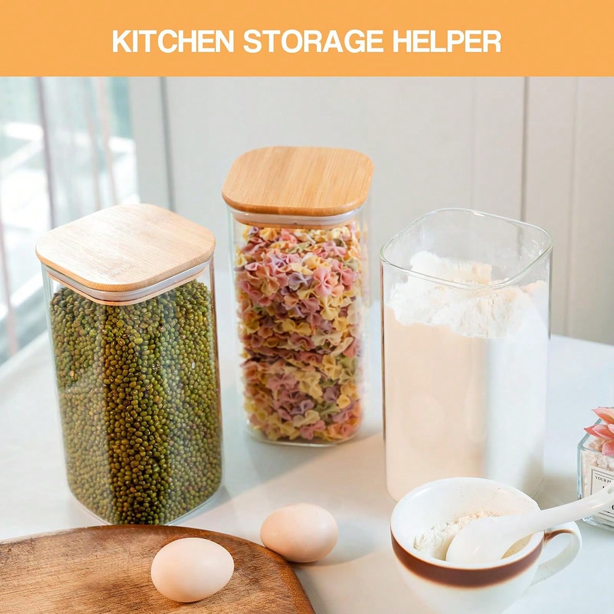 مجموعة من 6 أوعية زجاجية لتخزي - مراجعة Food Storage In Pantry وسعره