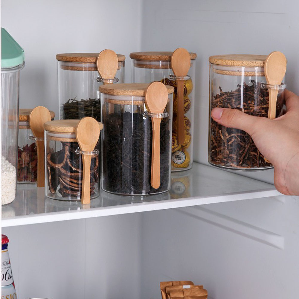 حاويات بلاستيكية محكمة الإغلاق - مراجعة Food Storage Jars With Wooden Lids وسعره