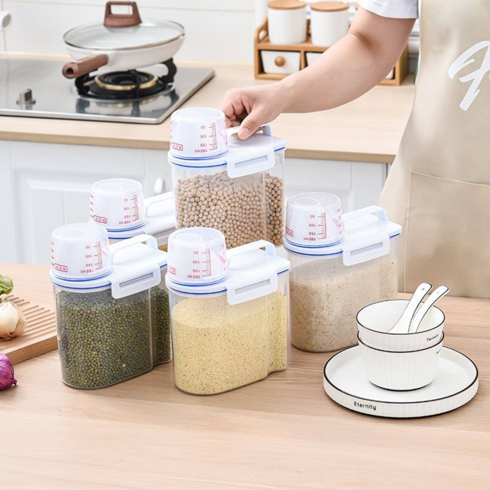حاوية تخزين الأرز الآمنة مع مق - مراجعة Food Storage In Pantry وسعره