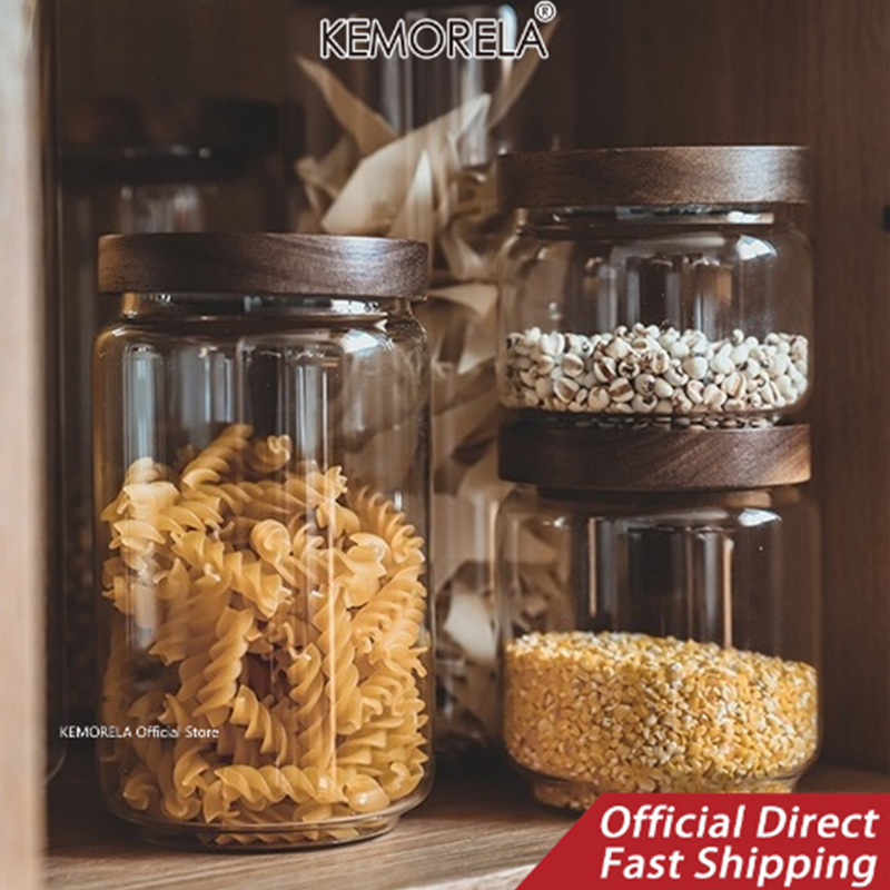 غطاء خشبي زجاجي محكم علبة المط - مراجعة Food Storage Jars With Wooden Lids وسعره