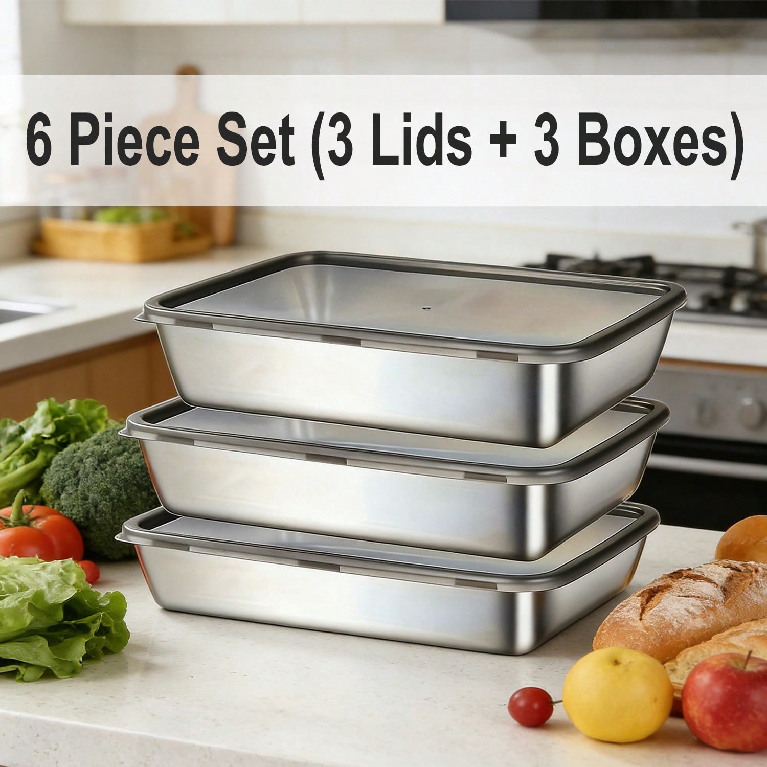 6 قطع (3 صناديق + 3 أغطية) من  - مراجعة Food Storage Containers Set وسعره