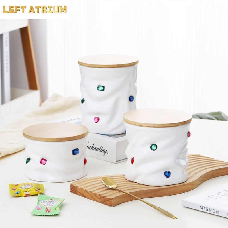 وعاء سيراميك مزخرف بأحجار كريم - مراجعة Food Storage Jars With Wooden Lids وسعره