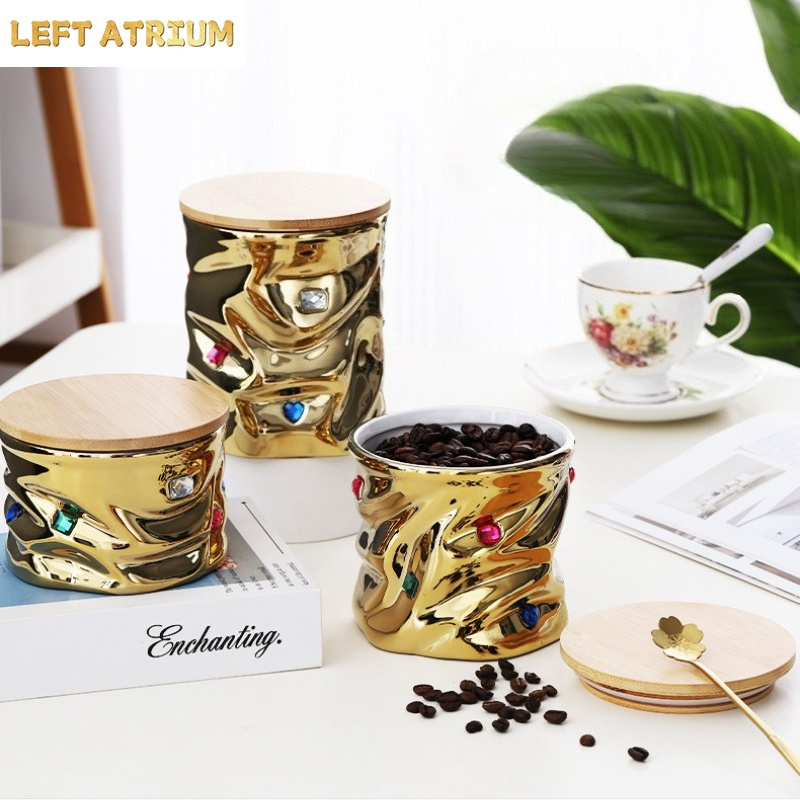 وعاء سيراميك مزخرف بأحجار كريم - مراجعة Food Storage Jars With Wooden Lids وسعره