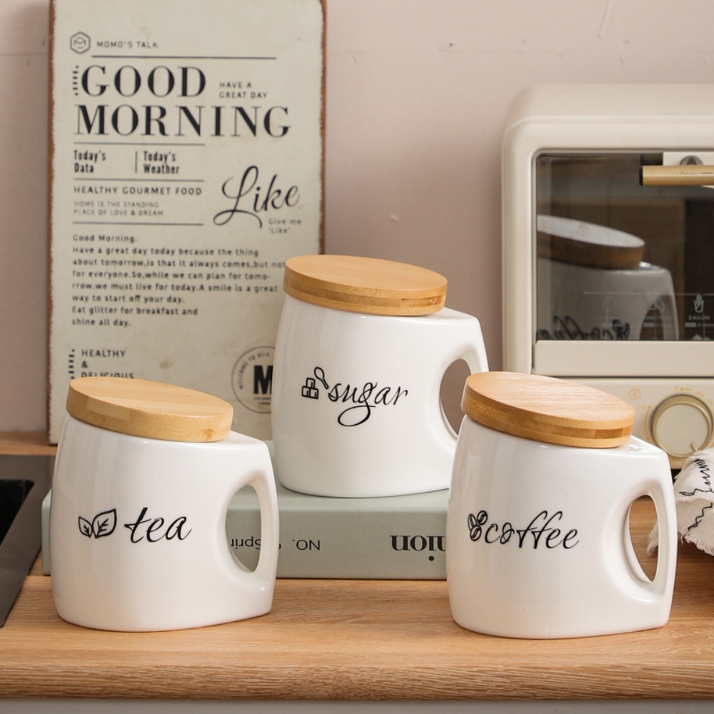 وعاء تخزين سيراميك بغطاء ومقبض - مراجعة Food Storage Jars With Wooden Lids وسعره
